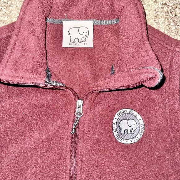 Ivory Ella Women's Maroon Fleece Full Zip Logo Vest - Picture 2 of 7
